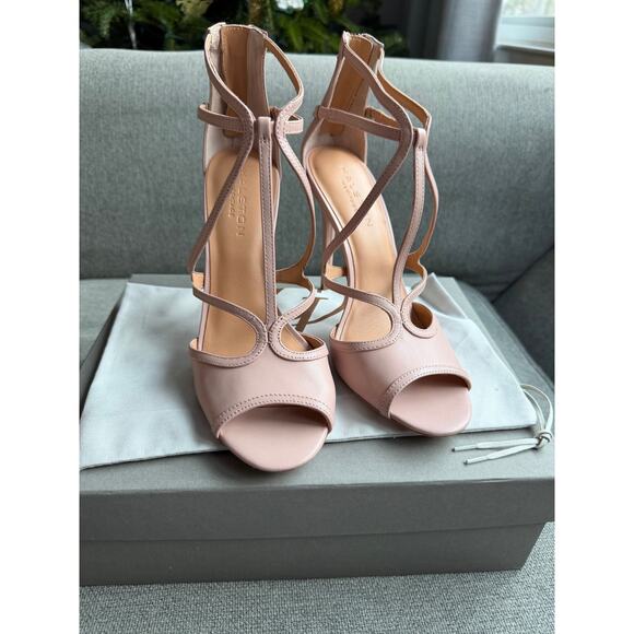 Halston Heritage Monica Leather Strappy Sandal Stilettos Lotus Pale Pink 8 New - Picture 14 of 16